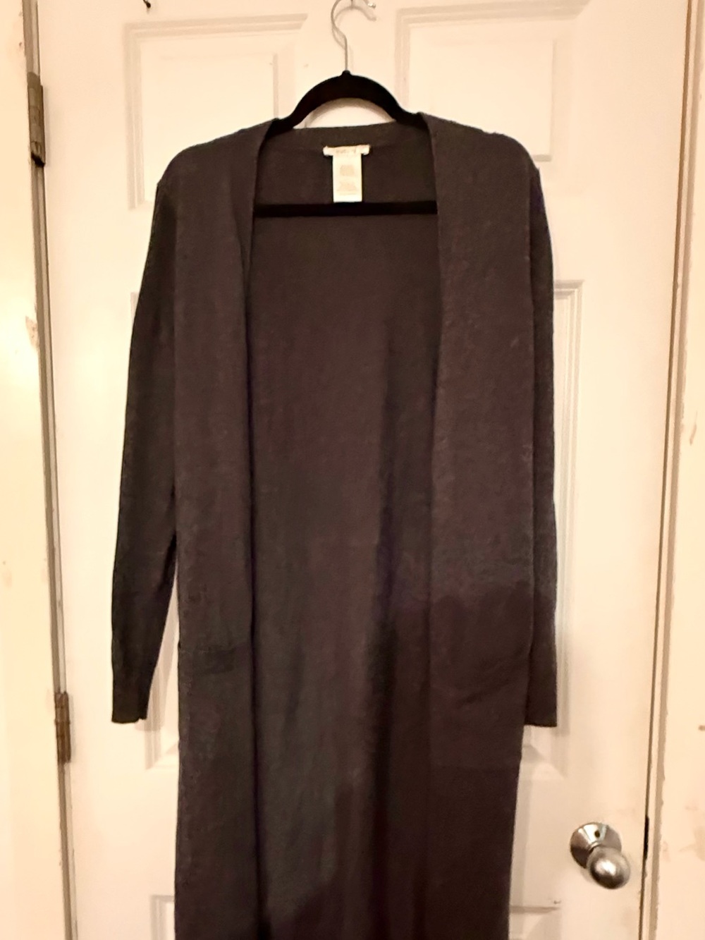 Matty M Long Open-Front Women's Cardigan Sweater - Charcoal Gray